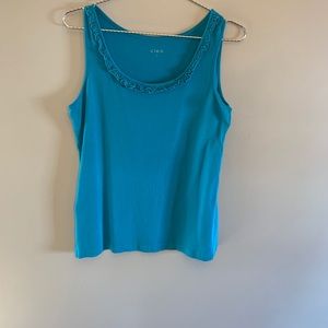 Cleo blue ruffle tank top, L